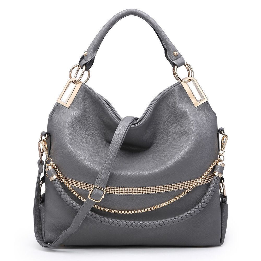 Dasein Gray Tone Quilted Trendy Hobo Bag with Multi Shoulder Straps